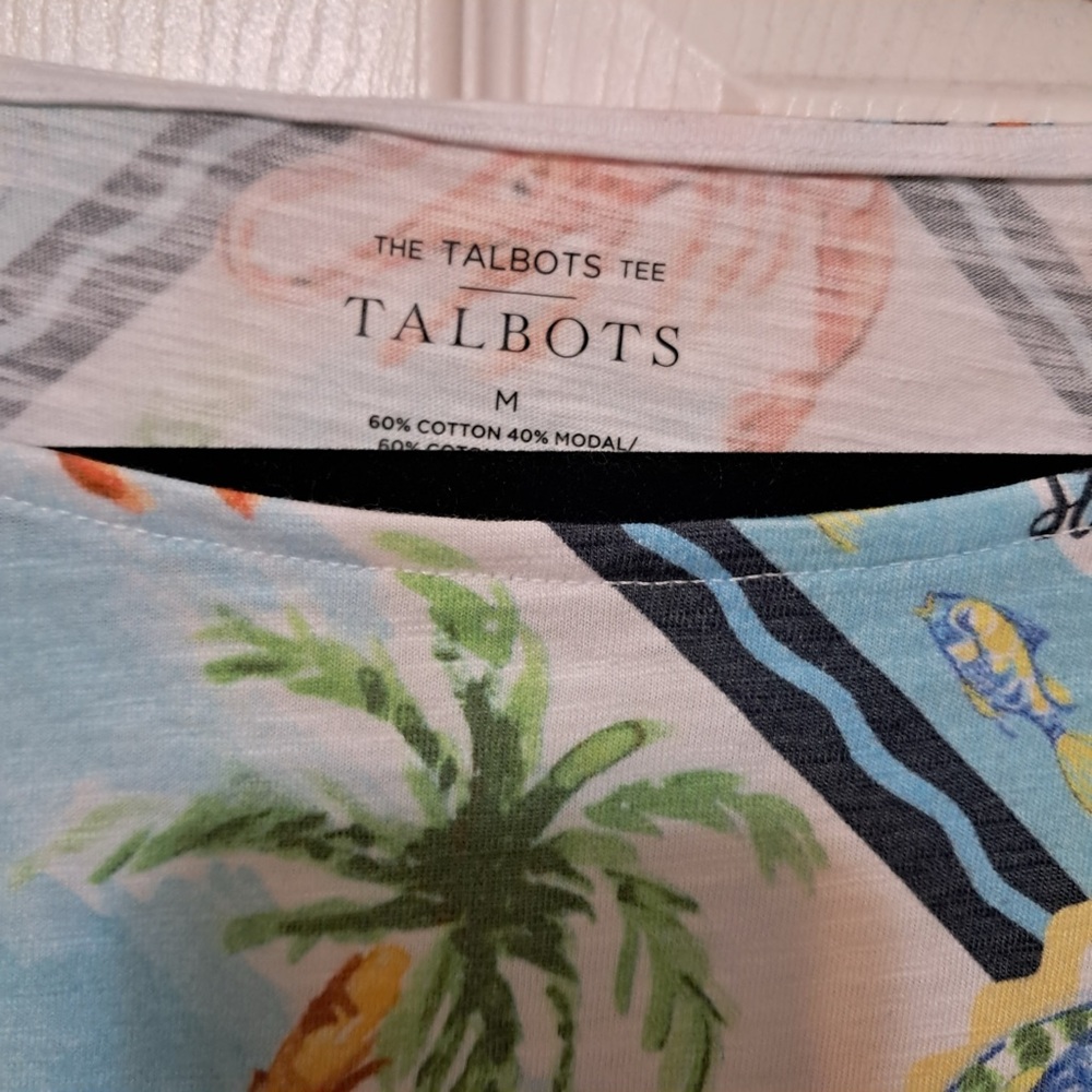 Talbots Colorful Beach Theme Short Sleeve Tee - Picture 3 of 3